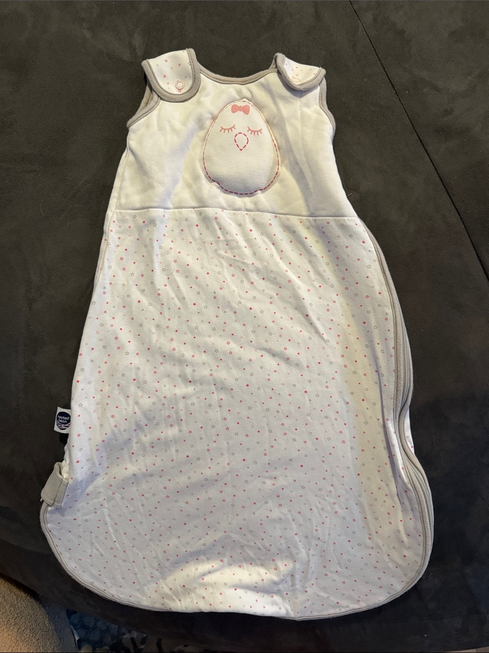 Nested Bean White Sleep Sack with Pink Polka Dots & Chick Applique